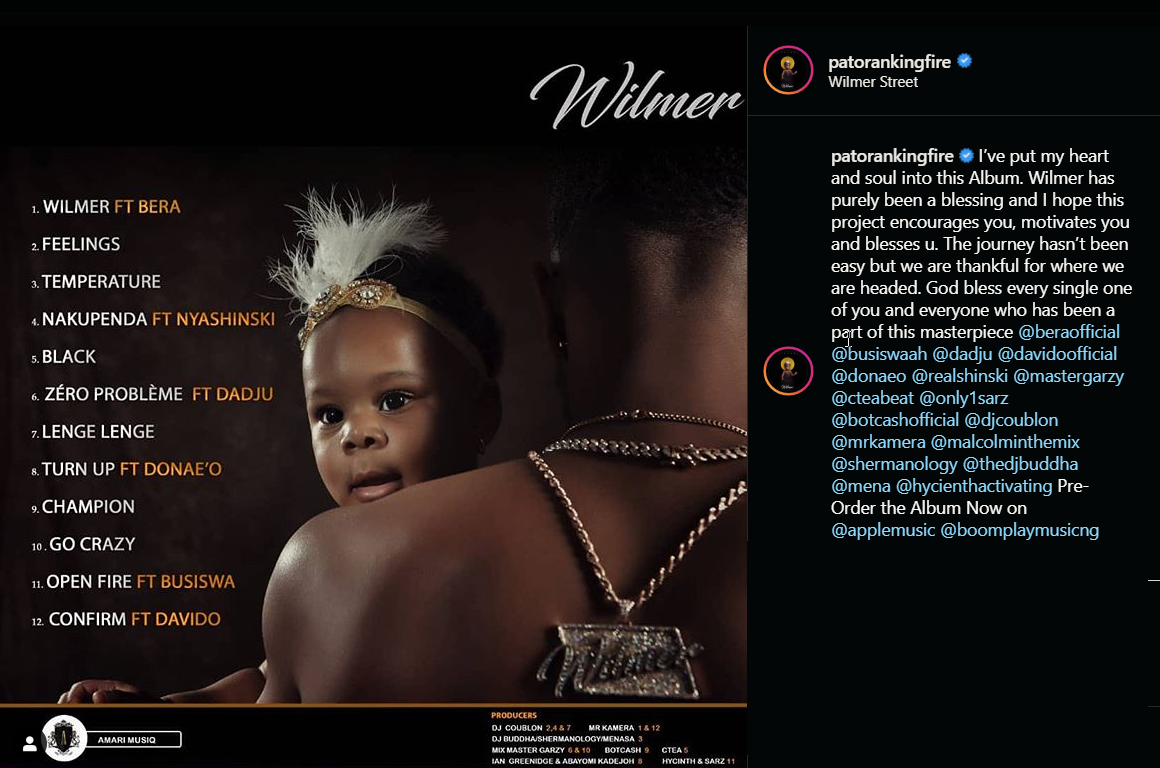 African Dancehall Artist Patoranking Wilmer Album Cover.png