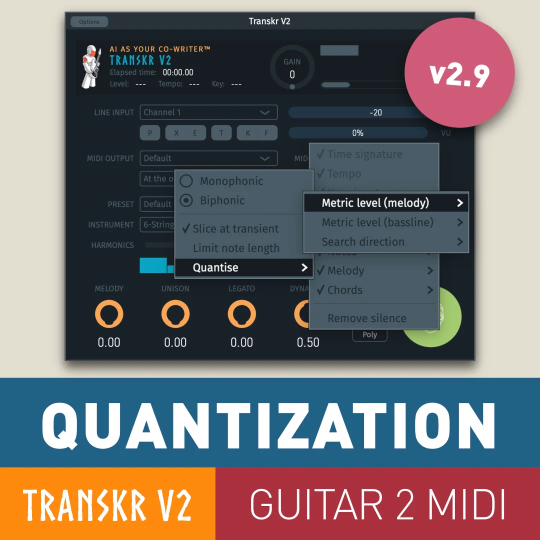 Algoriffix Transkr V2.9 adds quantization and timing fixes
