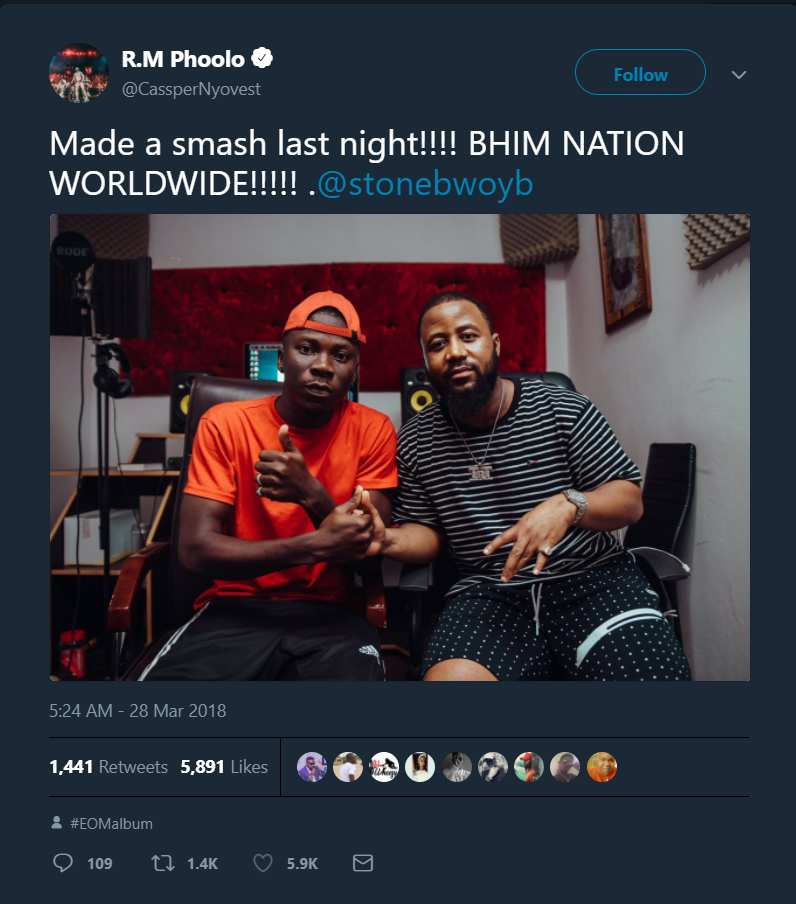 Cassper Nyovest is Working with Stonebwoy.png