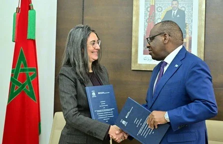 Claver Gatete and Nadia Fettah Alaoui sign Morocco hosting pact
