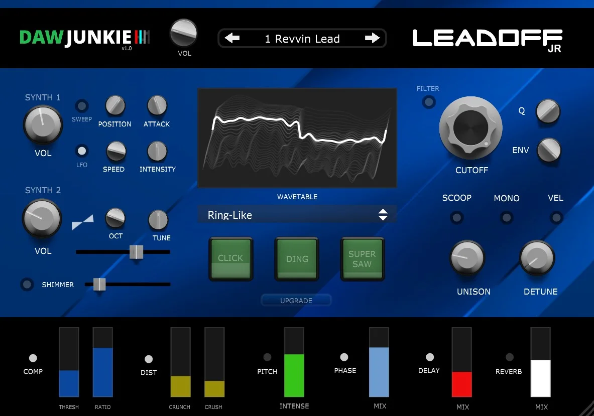 DAWJunkie releases free synth for lead tones with Moog filter
