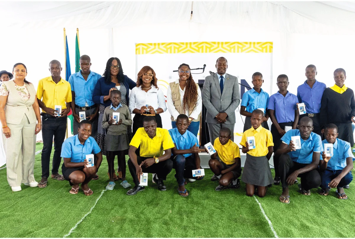 Emma Theofelus gave mobile phones to Ehomba students