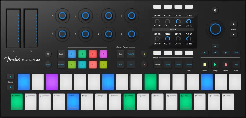 Fender Motion controllers replace Atom for Studio Pro 8