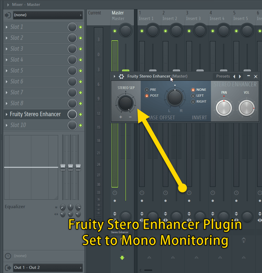FL Studio Fruity Stereo Enhancer Plugin Set to Mono Monitoring.png
