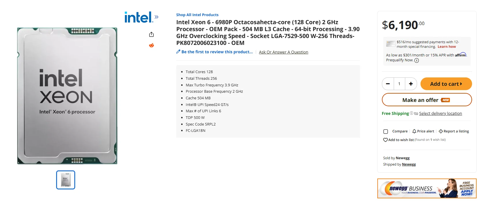 Intel panics, slashes unwanted Xeon 6980P price in half on Newegg