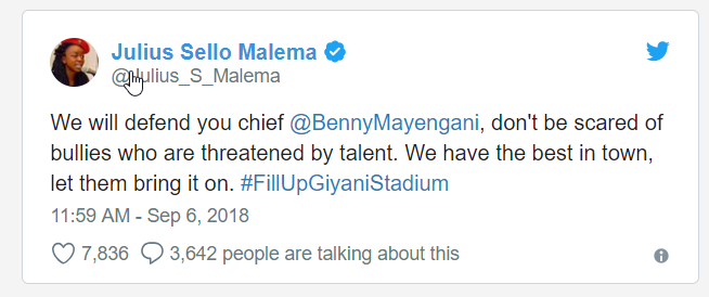 Julius Malema and EFF Condemns Cassper Nyovest FillUp Trademark Issue.png
