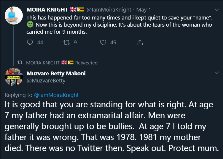 Moira Knight Tweets About Her Father Eric Knight Zimbabwean Radio DJ Cheating Rumors.png