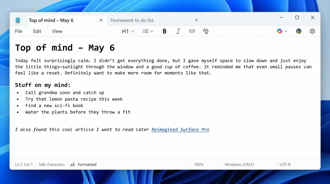 Notepad Gets Markdown Toolbar Text Will Never Be Same