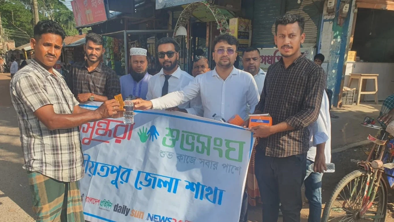 Shariatpur heat squad splashes relief for sweaty crew
