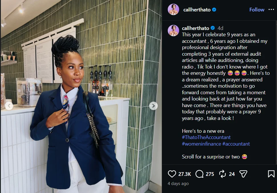 Thato Immaculate celebrates nine years in accounting career
