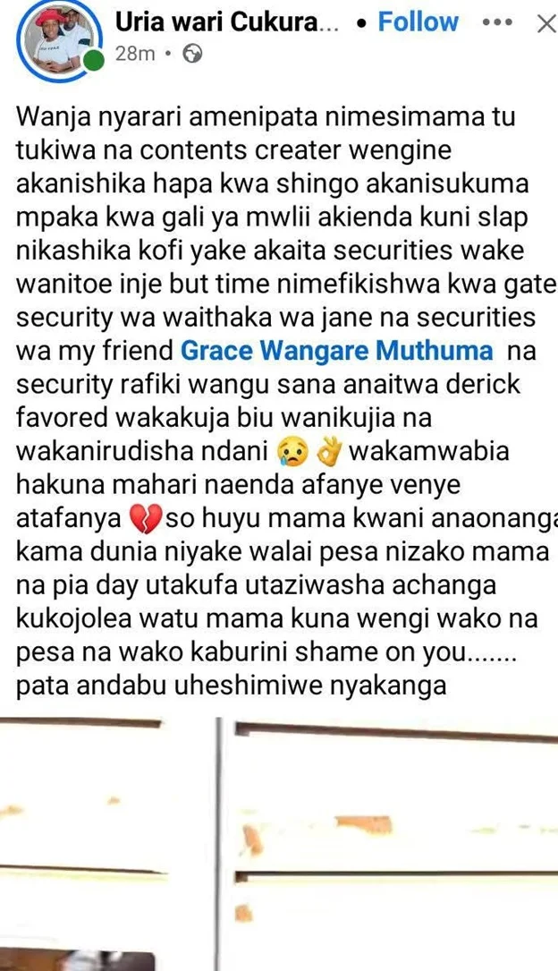 Wanja Nyarari is accused of attacking a content creator at a burial