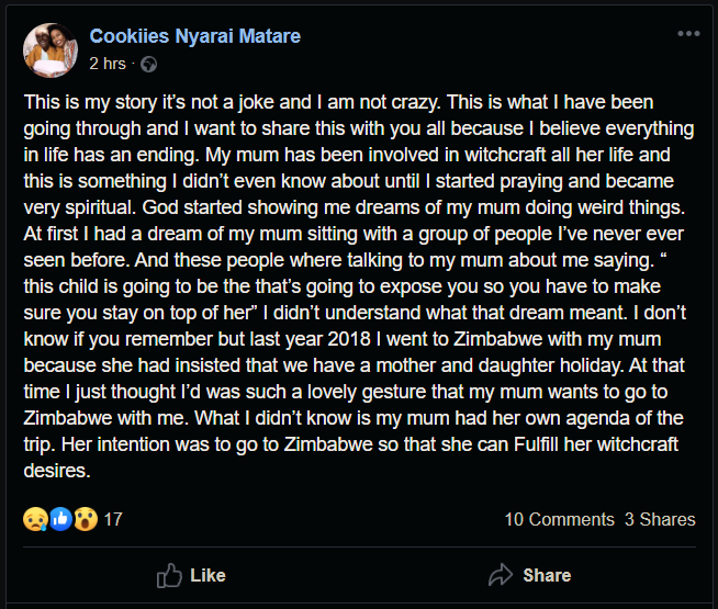 Zim Felebrity - Cookiies Nyarai Matare Post About Her Own Mother IMG2.png