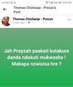 Thomas Chizhanje FB Post About Jah Prayzah (Mukudzeyi Mukombe) Lyrics.jpeg
