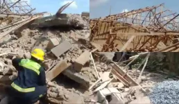 Building under construction collapses in Ibadan, injuring two workers.webp
