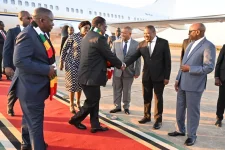 Mnangagwa arrives in Maputo for Mozambique's 50th independence.webp