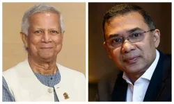Tarique Rahman Presents Flowers to Prof Dr Muhammad Yunus on his 85th Birthday.webp