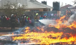 Harare Fire Brigade contains blaze at recycling site after suspected arson.webp