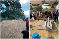 Family cordons off bus crash victim's grave to curb superstitious visits.webp