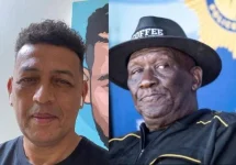 Bheki Cele left hanging as AKA's father Tony Forbes ignores him.webp