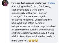 Fungisai Zvakavapano Mashavave - marriage is an achievement.jpeg
