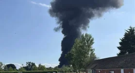 Essex Police scramble as a plane in flames at London Southend Airport.webp