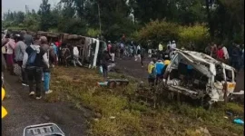 Trailer crushes matatu on Nakuru Eldoret highway near Ngata, kills boy.webp