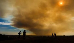 Madrid chokes as a forest fire in Mentrida fills the city with smoke and falling ash.webp