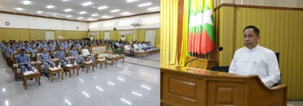 Yar Pyae and Sis Aye rally civil servants for clean government at Naypyitaw event.webp