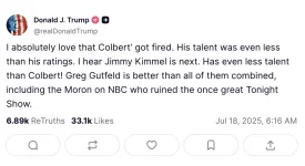 Donald Trump gloats over Colbert's exit, targets Jimmy Kimmel.webp