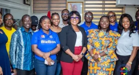 GEA and Mastercard Foundation team join the Koforidua minister to boost local business.webp
