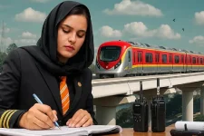 Nida Saleh becomes the first female Orange Line Metro Train driver in Lahore.webp