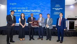 Bangladesh's Rahman seeks mountain delta link with ICIMOD in Kathmandu.webp