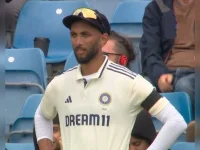 Prasidh Krishna floored by a bouncer, India A swaps helmet for a headache.webp