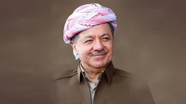 Barzani lectures media about his old cave radio.webp