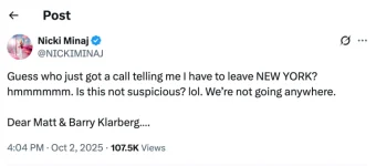 Nicki Minaj claims she's being forced out of New York.webp
