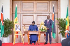 Senegal’s Faye signs condolence book for Raila at State House.webp