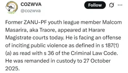 Activist Jestiere Masarira faces charges over protest flyers.webp
