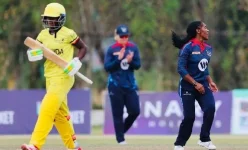 Uganda falls short again, losing to Namibia by 12 runs.webp