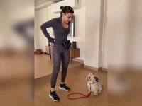 Soha Ali Khan’s gym session hijacked by playful pup chaos.webp
