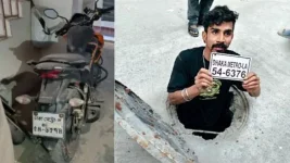 Cops trace attack bike, fake plate pulled from manhole.webp