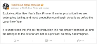 iPhone 18 rolls off lines early, rumors say, before Lunar New Year.webp
