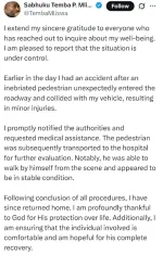 Temba Mliswa hits pedestrian on Prince Edward Road in Harare.webp