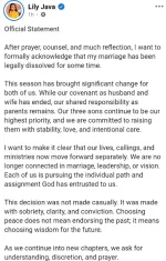 Lily Java FB post about her marriage to Passion Java.webp