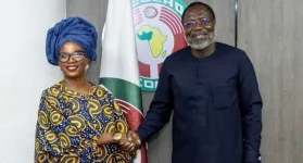 Omar Alieu Touray and Lerato Mataboge discuss infrastructure in Abuja.webp