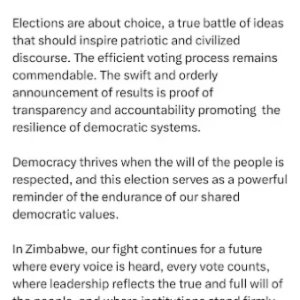 Nelson Chamisa extends congratulations to Donald Trump