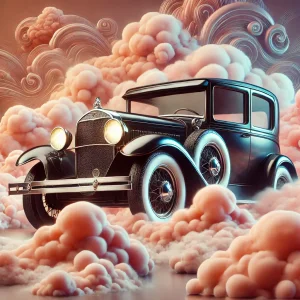 3D Vintage Car in Fantasy Cloudscape